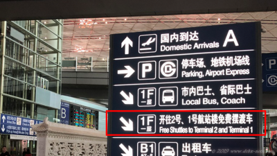 北京首都国際空港 シャトルバスの案内表示