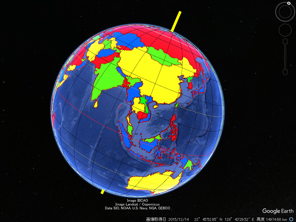 地図ノート】Google Earthの地球をリアルの地球儀のように装飾してみました