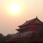 北京 天安門の夕日