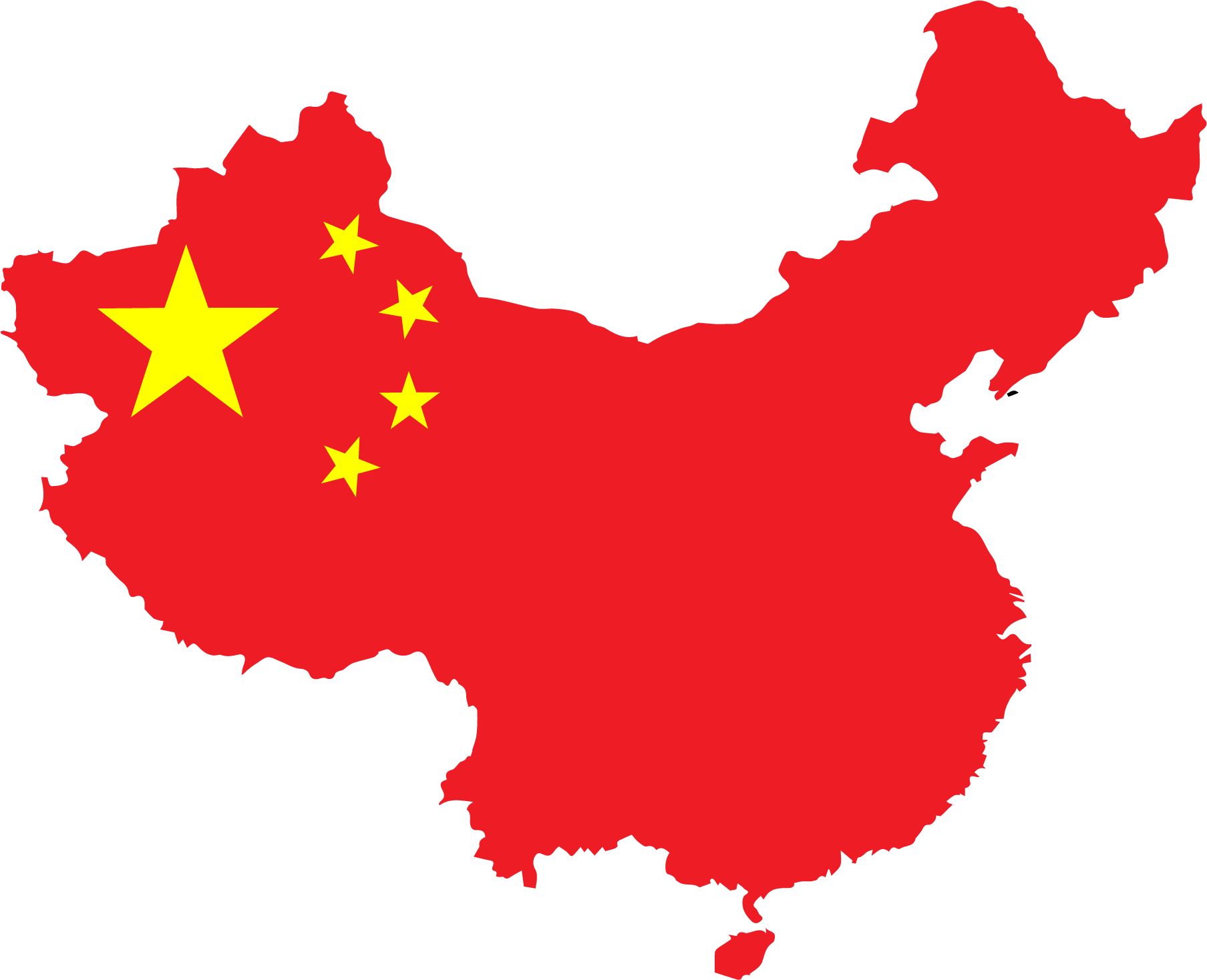中国地図に中国国旗を重ねた画像