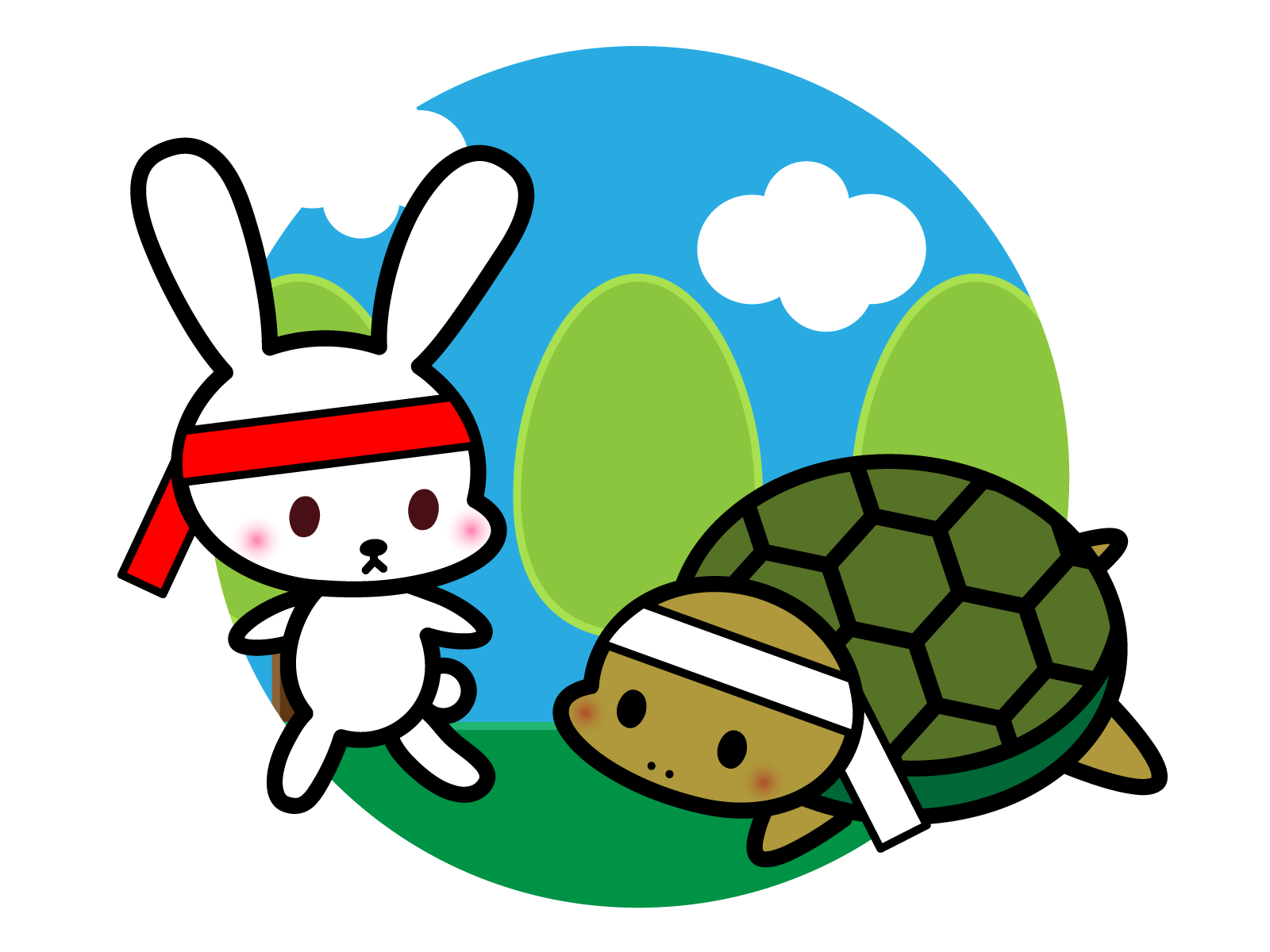 ウサギとカメのイラスト